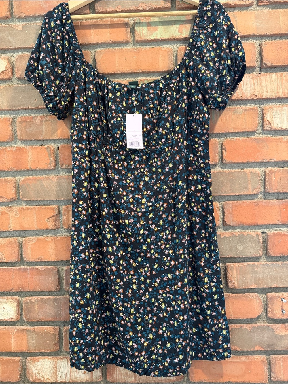 wild fable Black Floral Puff Sleeve Mini Dress
